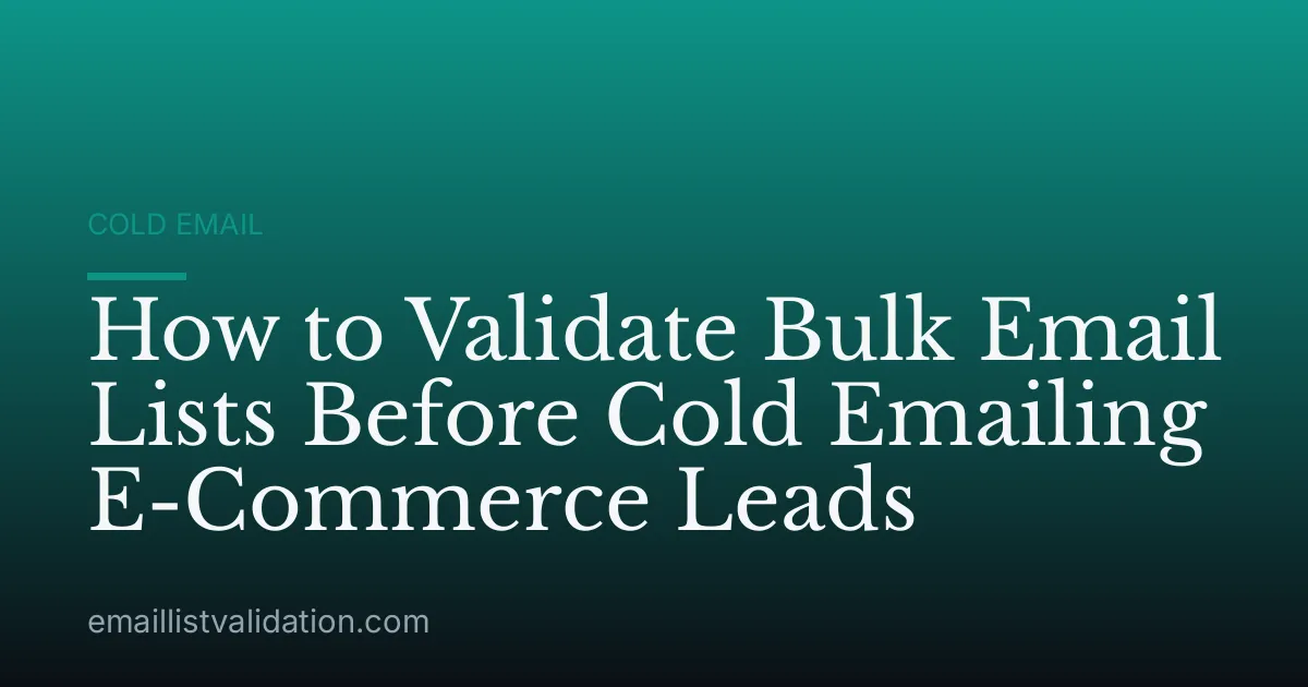 How to Validate Bulk Email Lists Before Cold Emailing E-Commerce Leads