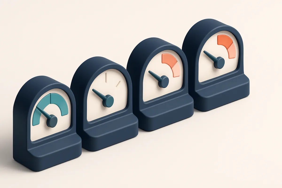 a row of four gauges showing levels of list health, bounce rate, delivery success, and inbox placement