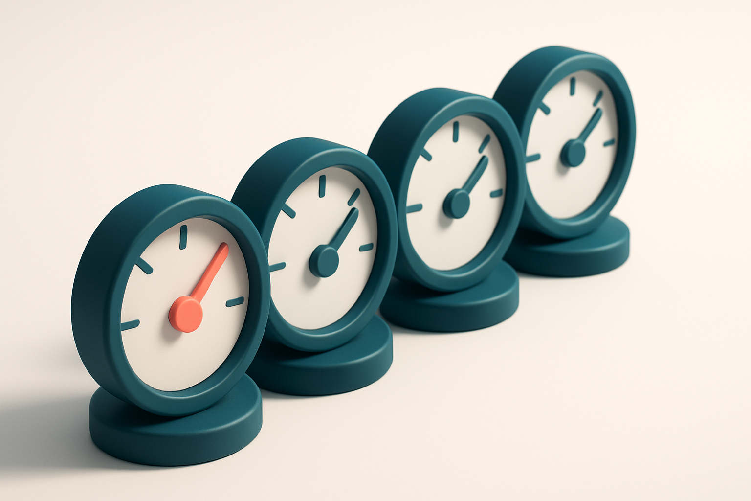 a row of four gauges