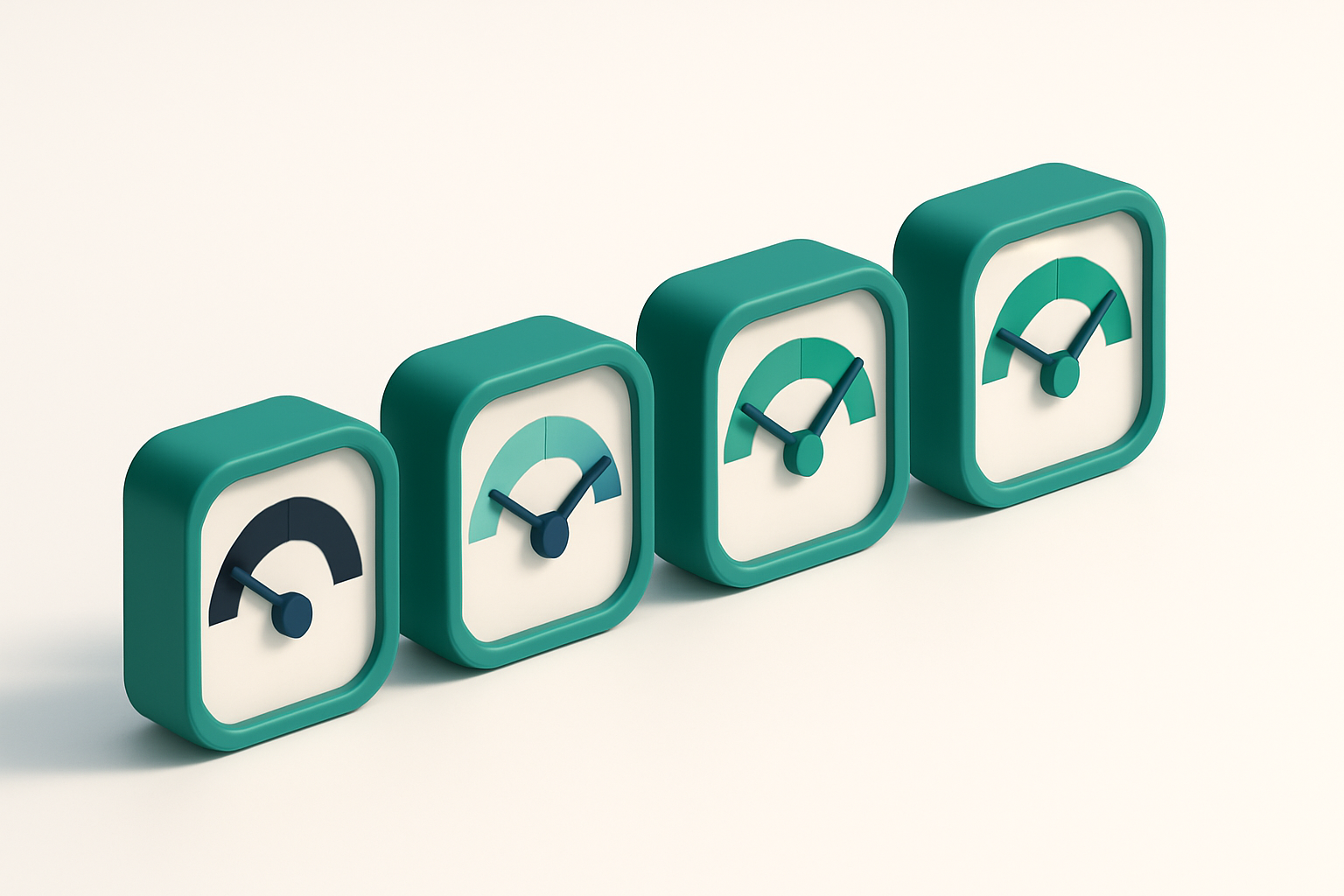 a row of four gauges showing real-time verification status
