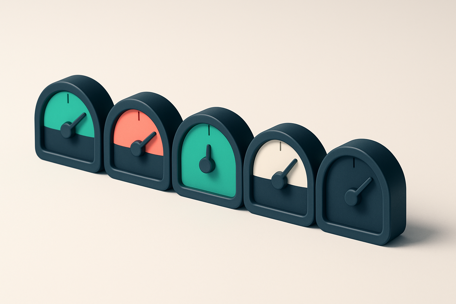 a row of five gauges, each labeled with a different status: valid, invalid, catch-all, risky, and unknown