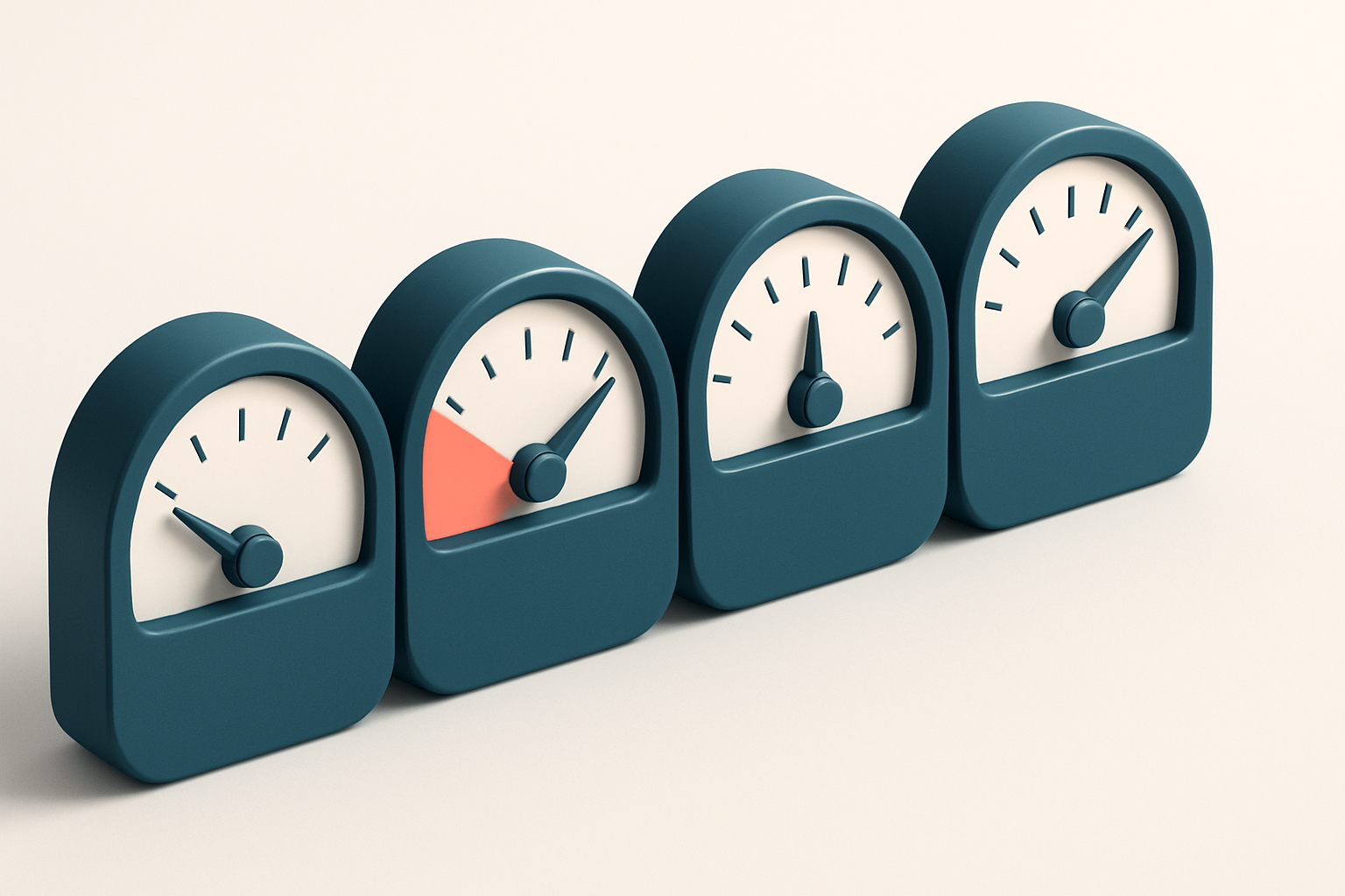 a row of four gauges, each labeled with a different verification status (valid, invalid, catch-all, risky)