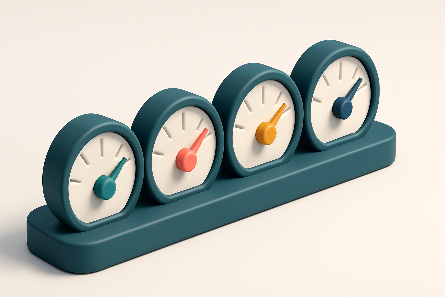 a row of four gauges, each showing a different status: green (valid), red (invalid), yellow (risky), and blue (catch-all