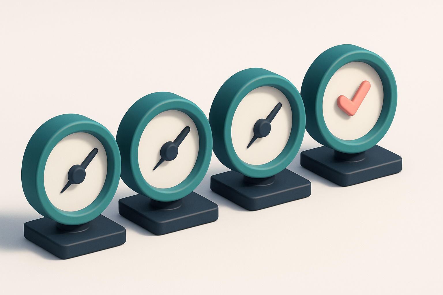 a row of four gauges showing real-time verification status