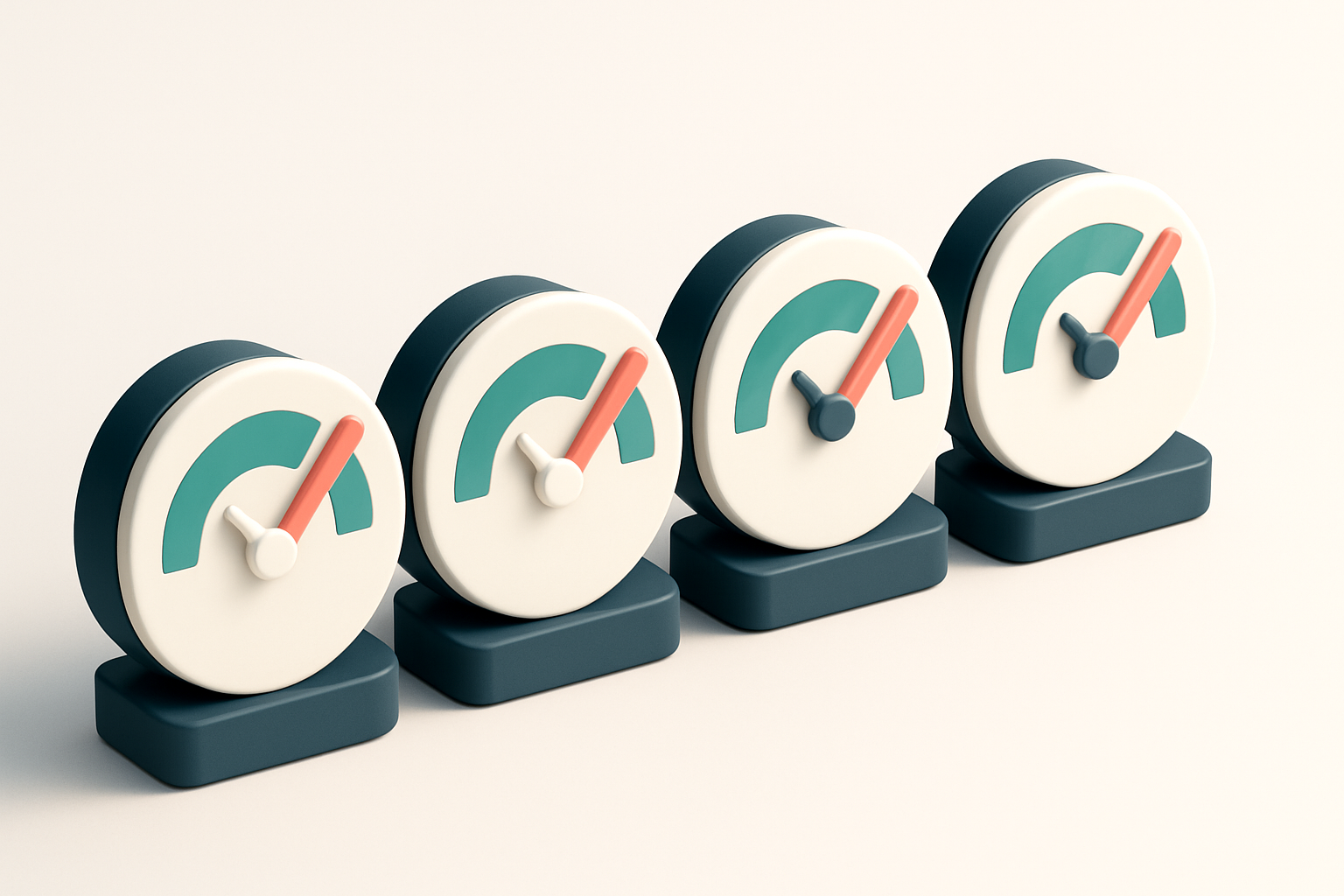 a row of four gauges with checkmarks on each
