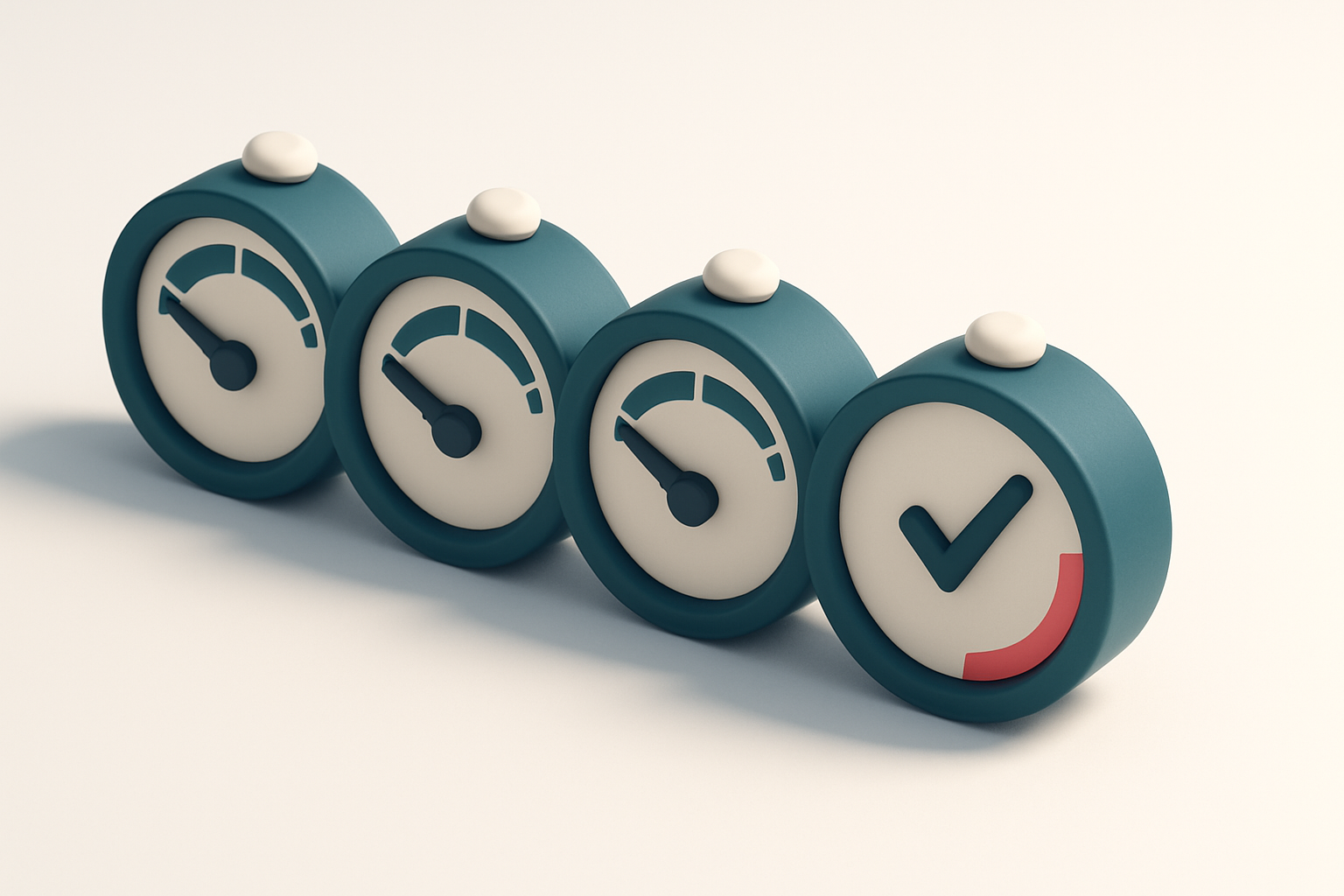 a row of four gauges showing real-time validation status