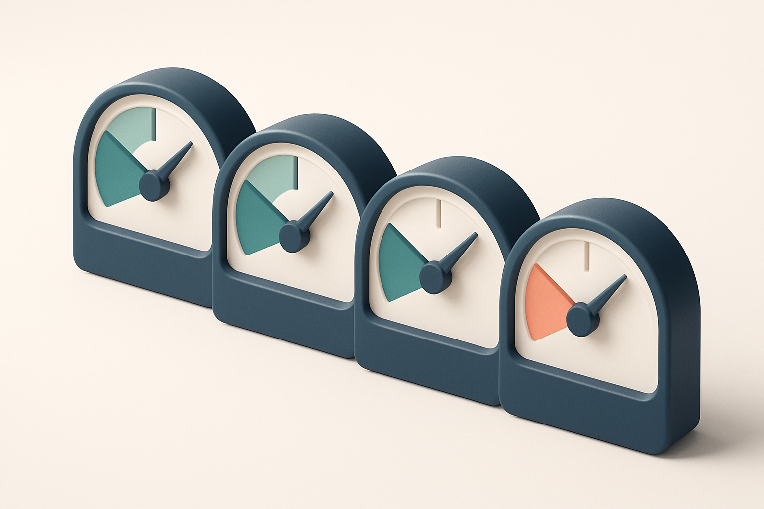 a row of four gauges, each showing a different bounce rate percentage