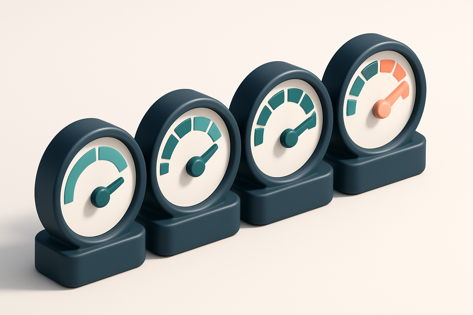 A row of four gauges, each labeled with a different email status (valid, invalid, catch-all, risky)