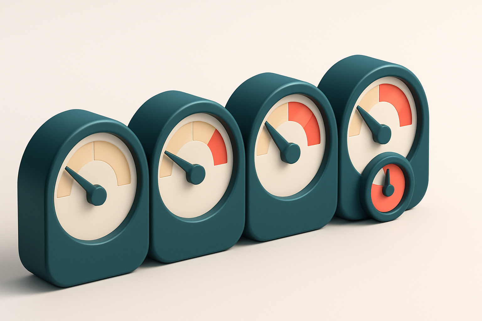 a row of four gauges showing sender reputation, bounce rate, spam trap risk, and blacklist status