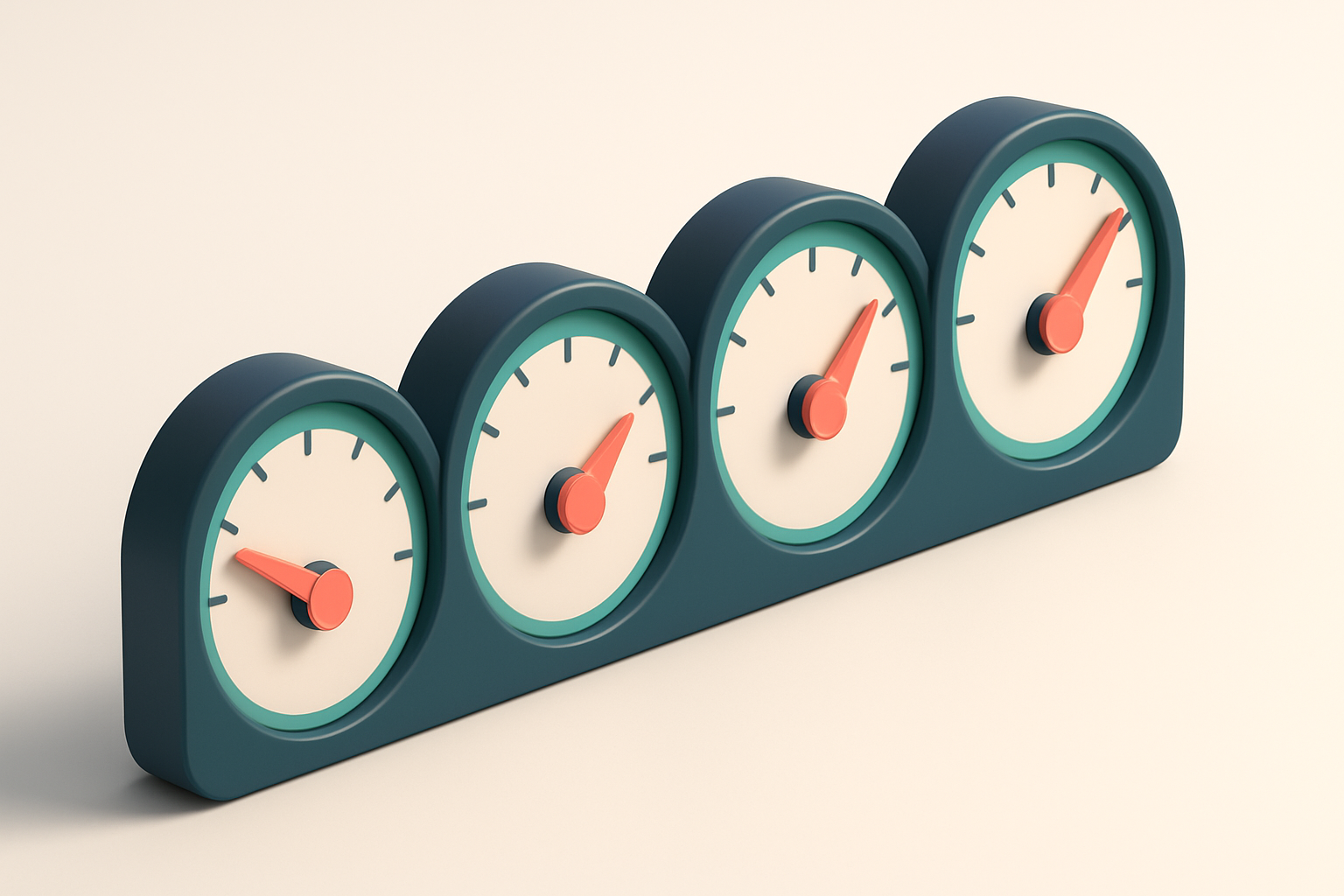 a row of four gauges, each labeled with a percentage: 3%, 15%, 25%, 50%