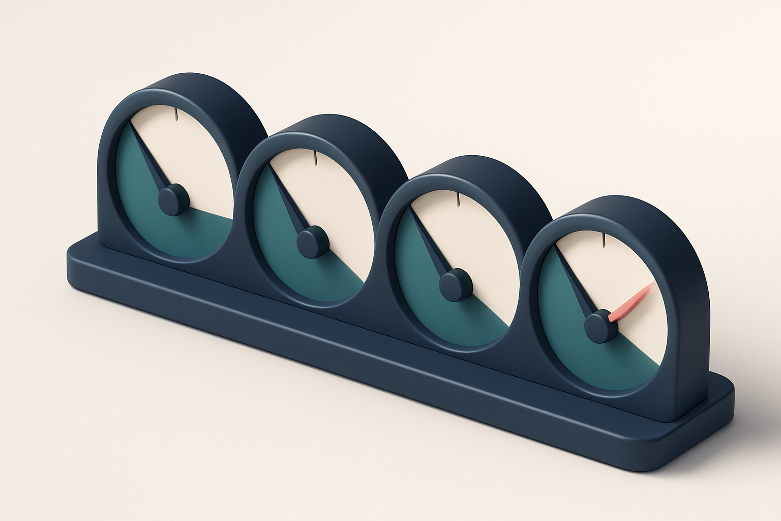 a row of four gauges showing validity scores from low to high