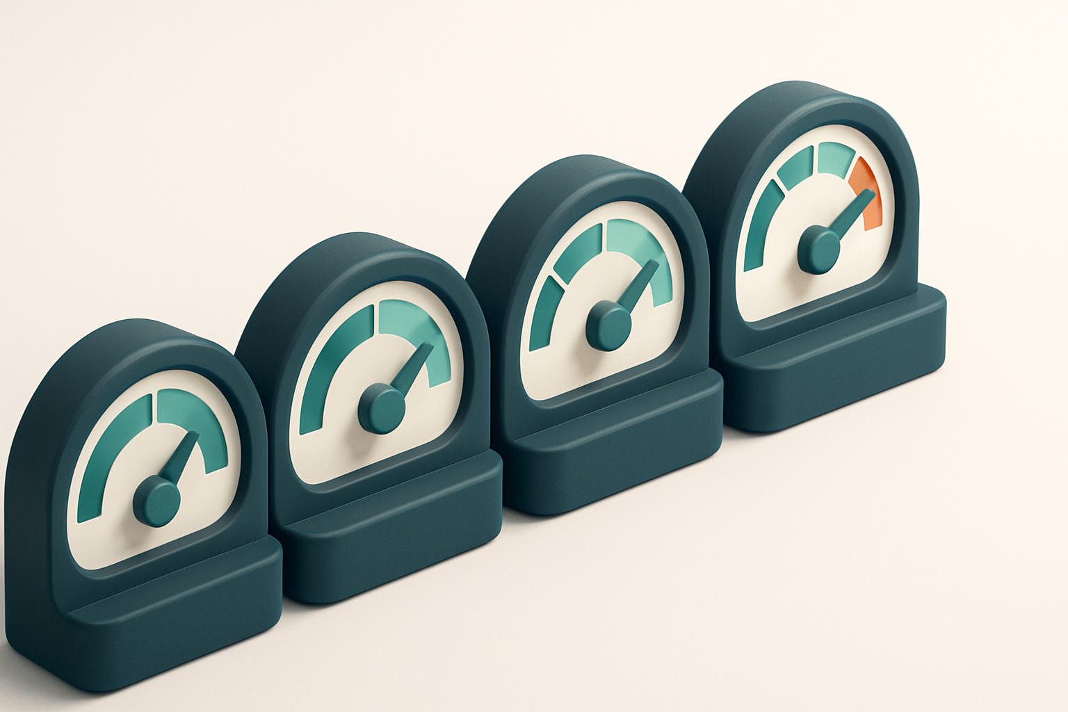 a row of four gauges, each labeled with a value (0%, 25%, 50%, 75%)