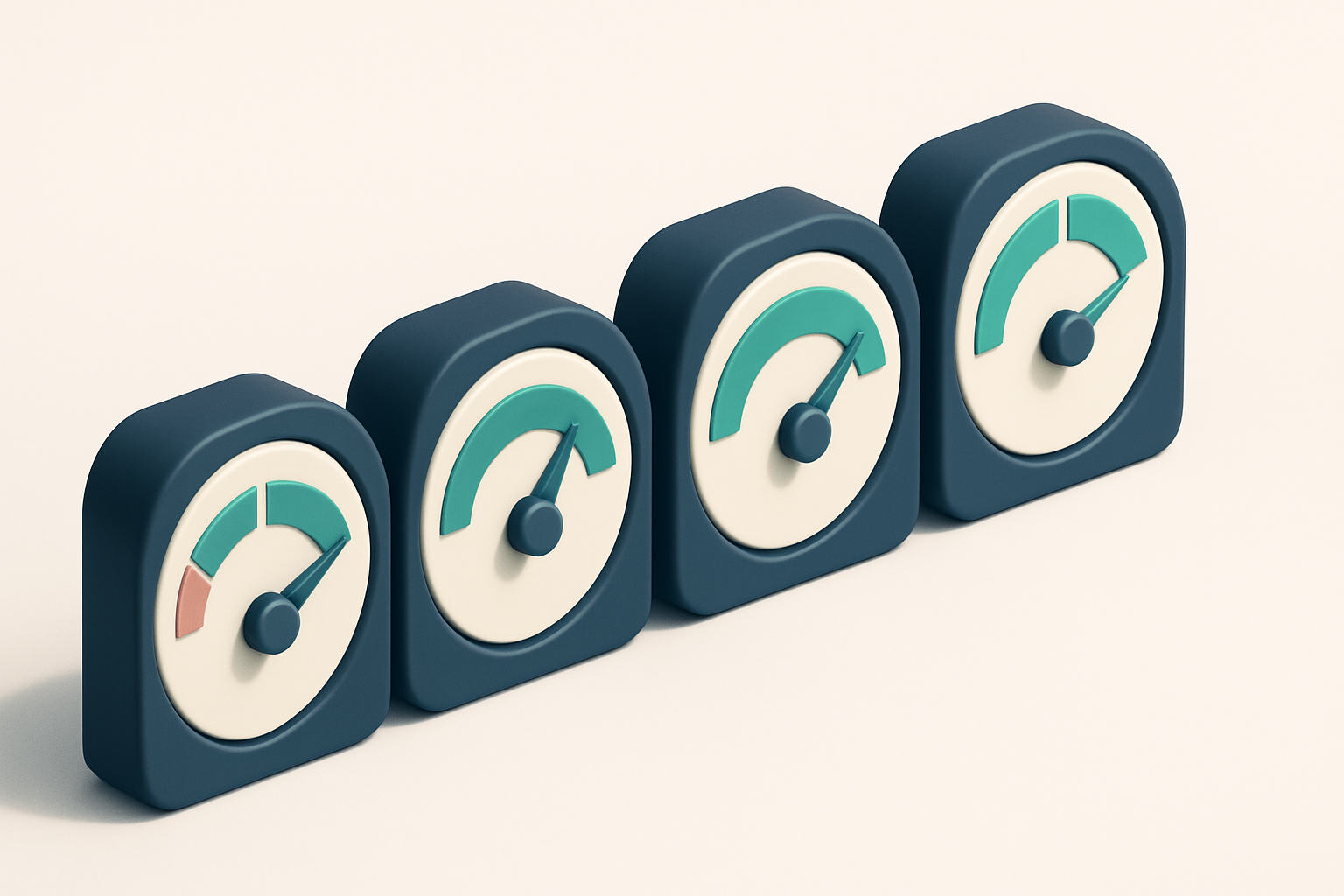 a row of four gauges showing bounce rate, deliverability, sender reputation, and list quality