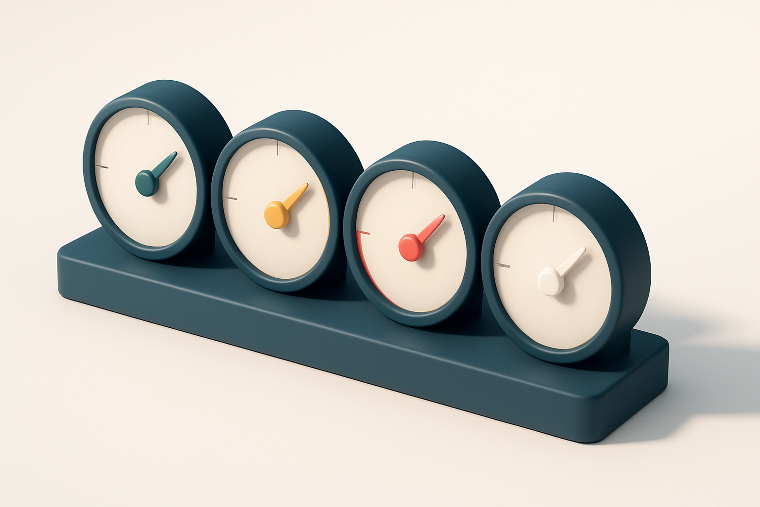 A row of four gauges showing live validation status: green (valid), yellow (risky), red (invalid), and grey (catch-all)