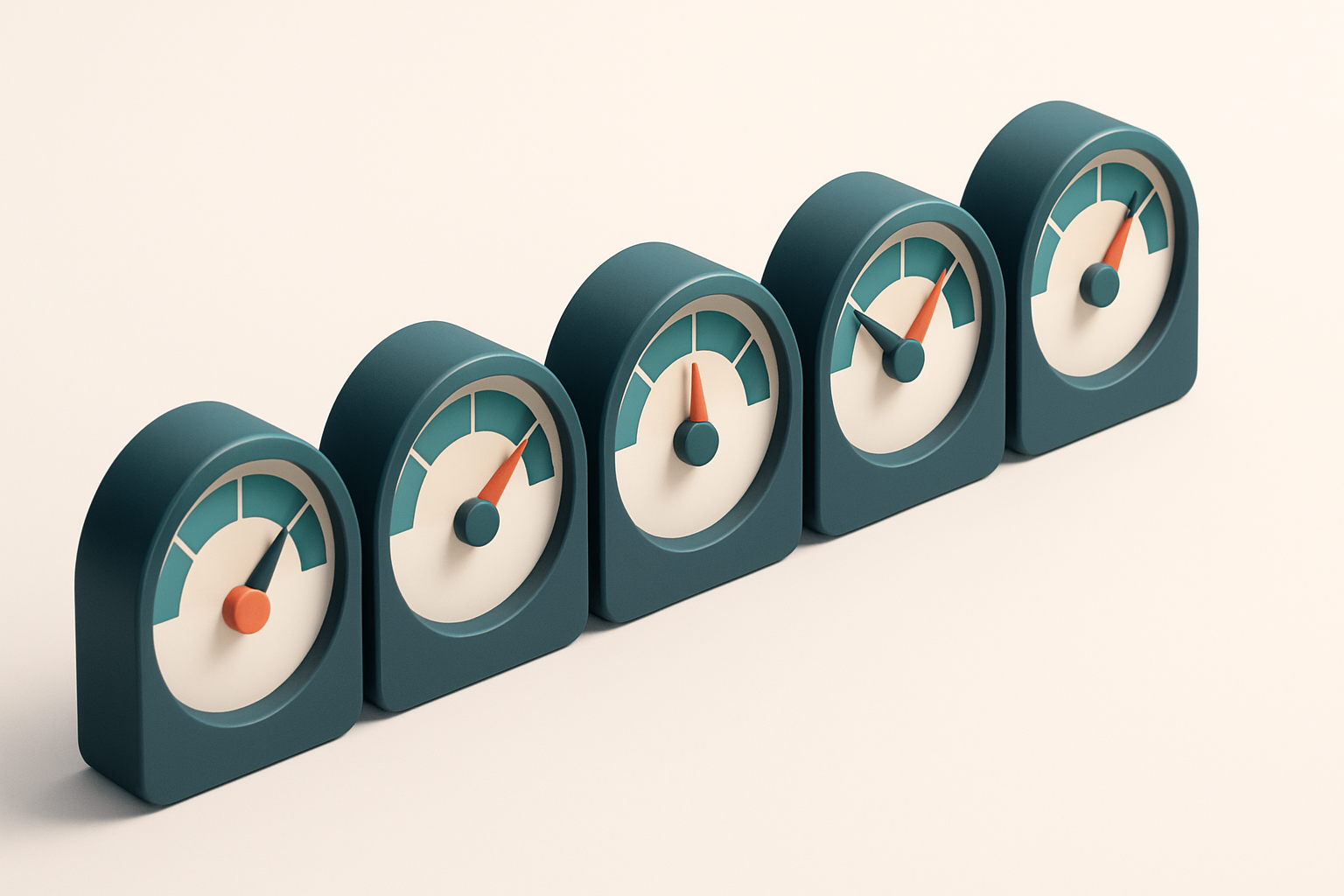 Hero: a row of five gauge dials with fluctuating needles, indicating network health and reputation metrics