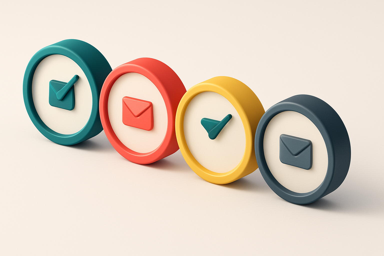 a row of four gauges, each showing a different email validation status: green (valid), red (invalid), yellow (risky), gr