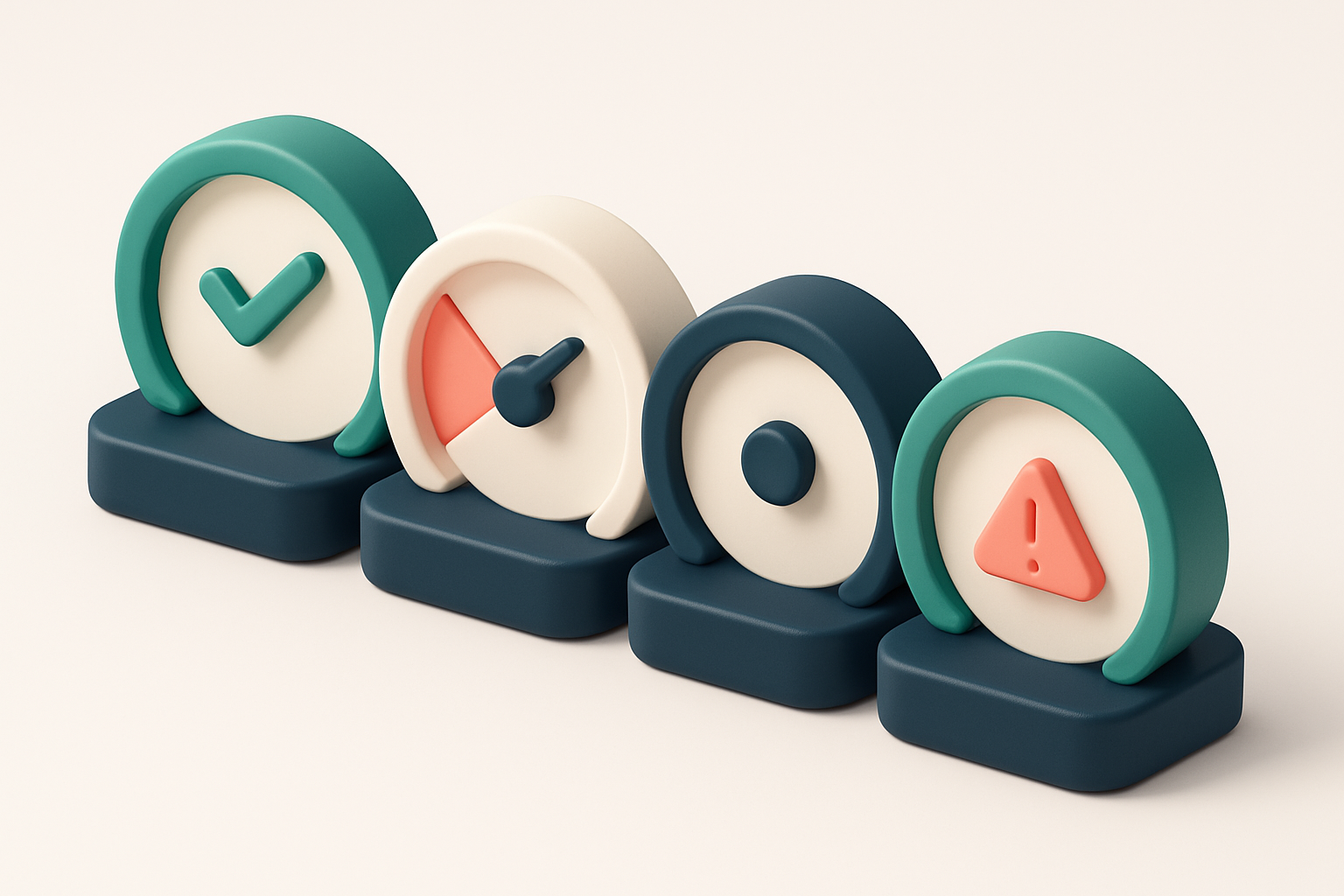 a row of four gauges, each showing a different verification status (valid, invalid, catch-all, risky)