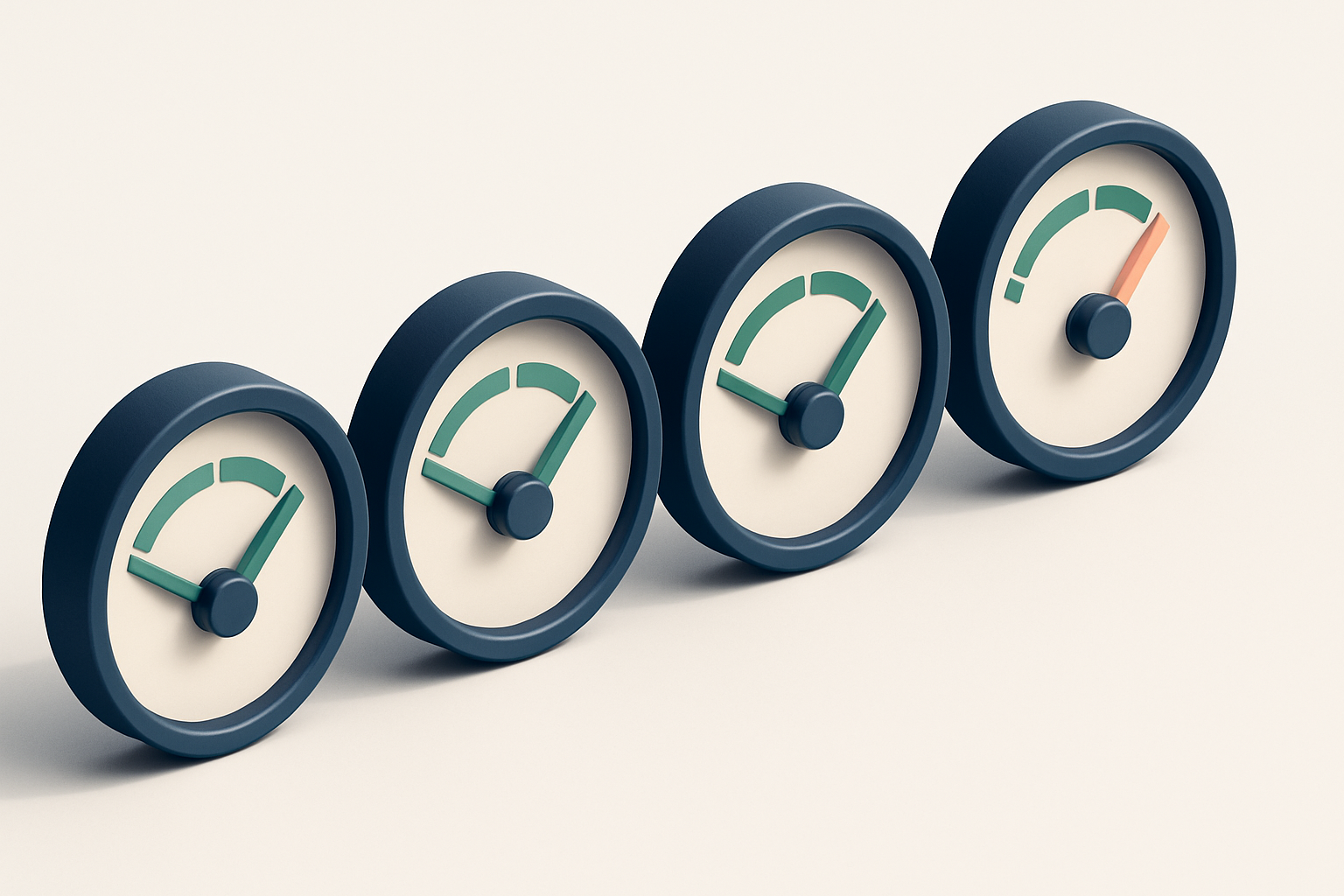 a row of four gauges showing real-time validation status