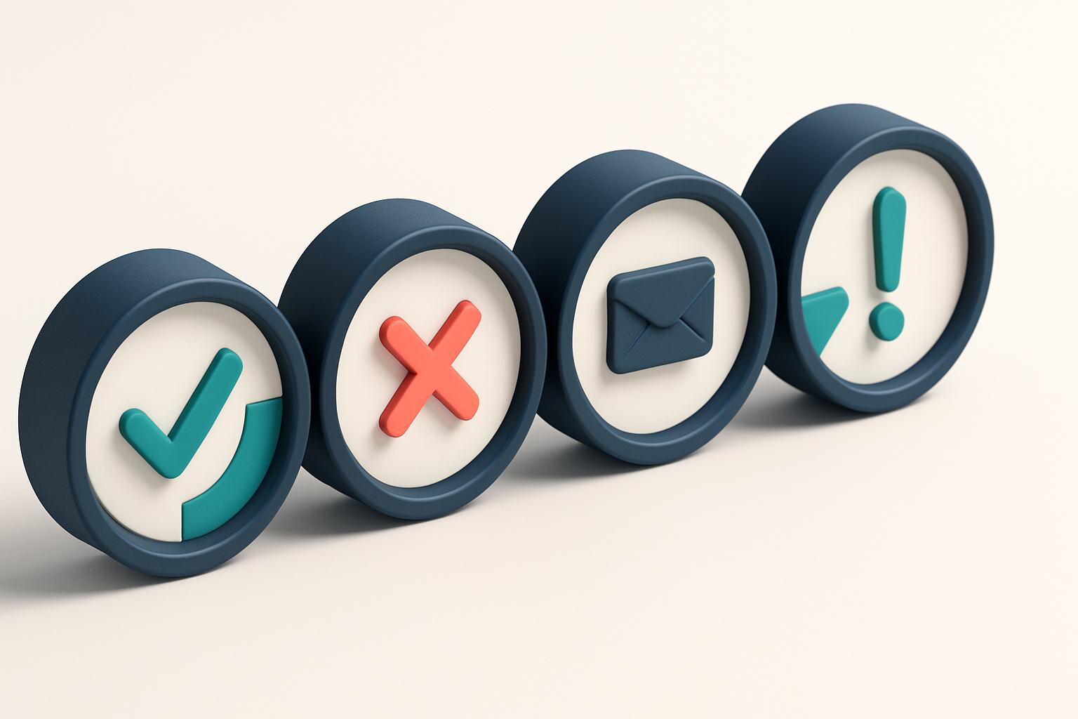 a row of four gauges, each showing a different verification status (valid, invalid, catch-all, risky)
