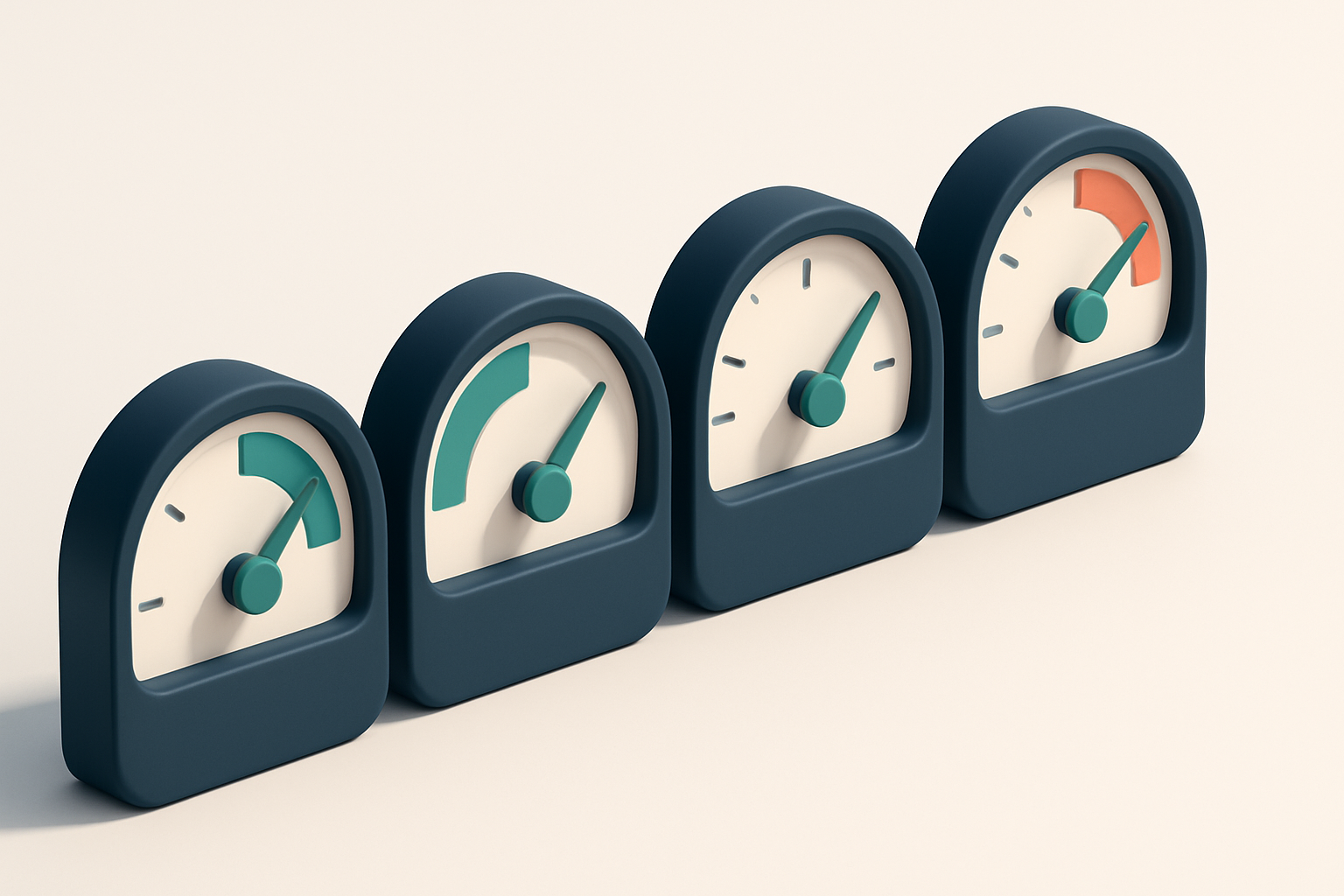 A row of four gauges, each labeled with a different email health metric: syntax, domain, mailbox, deliverability.