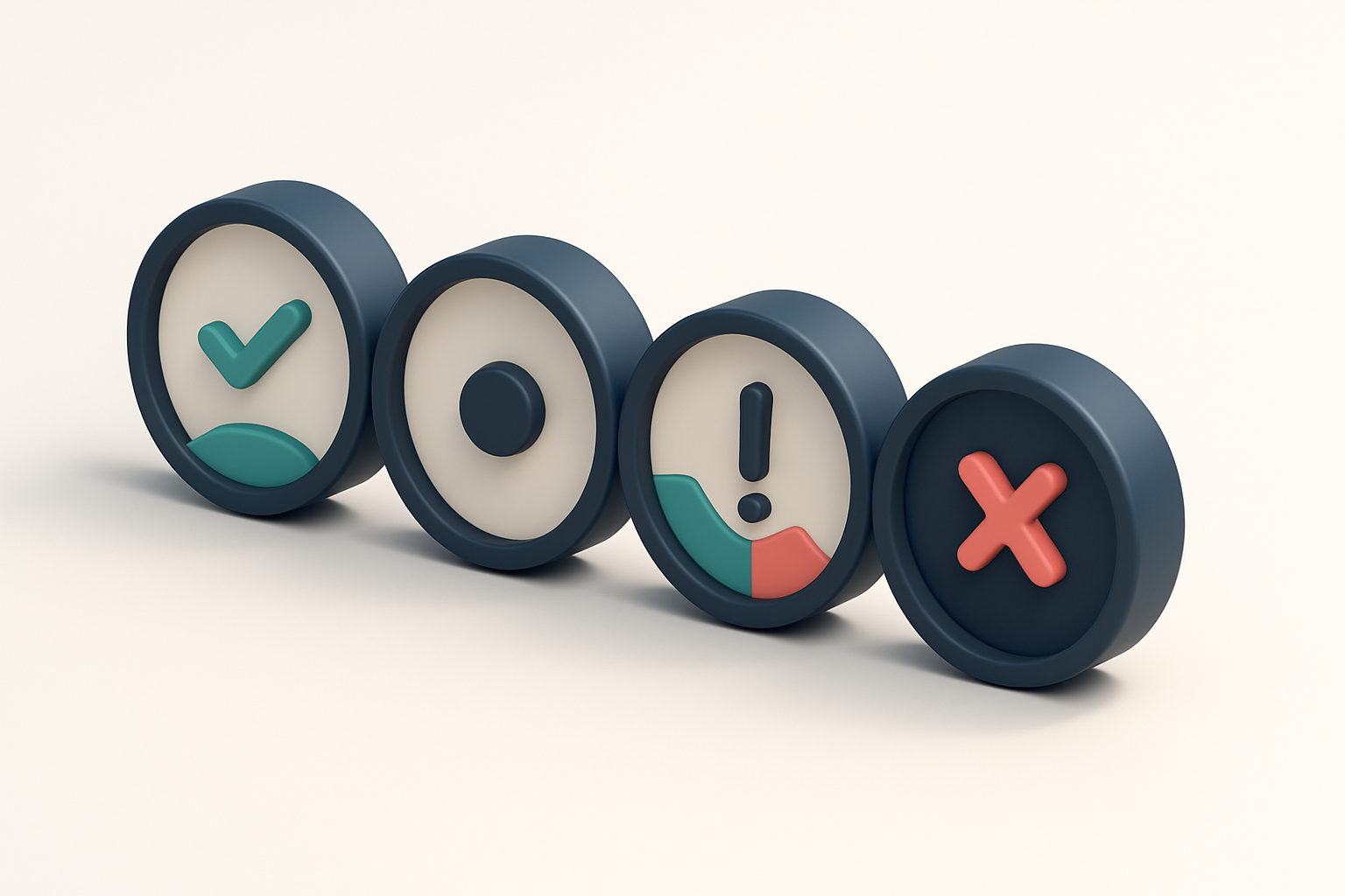 A row of four gauges, each showing a different verification status: valid, catch-all, risky, invalid