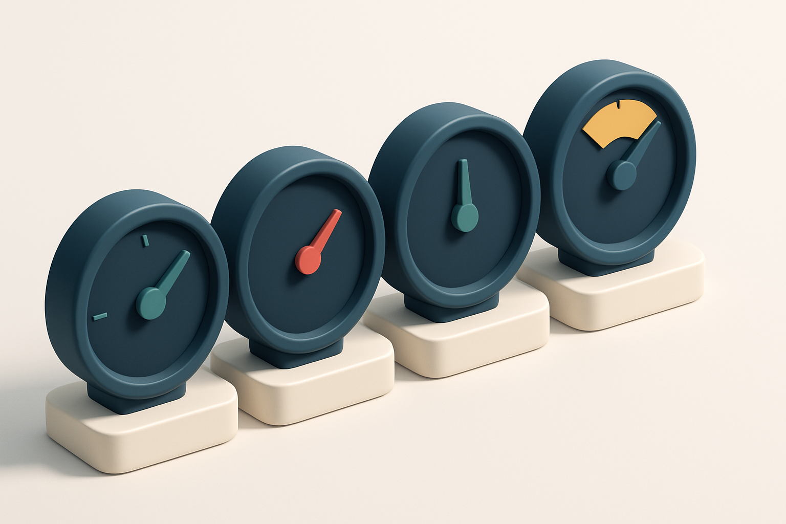 a row of four gauges, each showing a different verification status (valid, invalid, catch-all, risky)