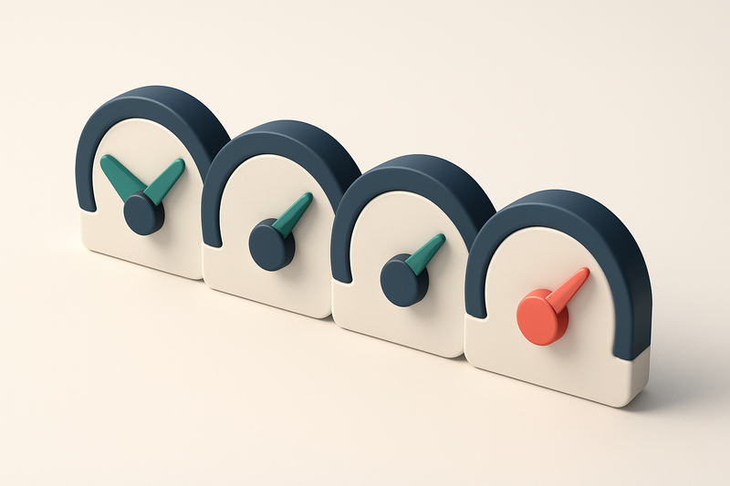 a row of four gauges showing validation status (valid, risky, catch-all, invalid)