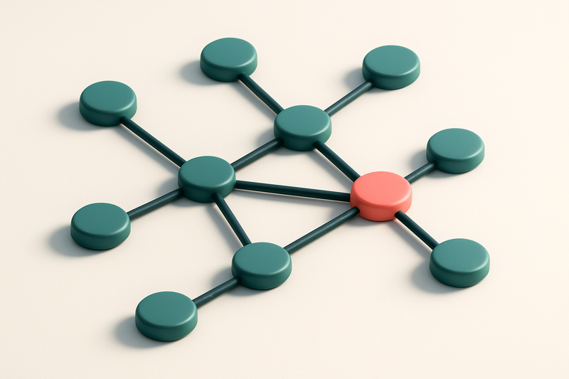 a network of small circular nodes connected by lines