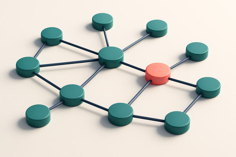 a network of small circular nodes connected by lines