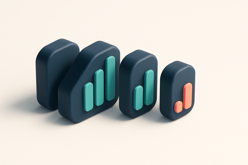 a row of four gauges showing signal strength from high to low