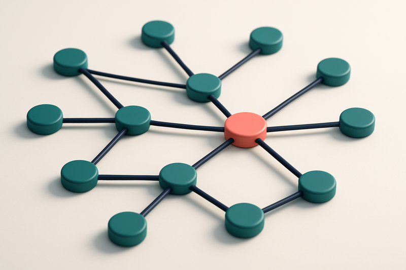 a network of small circular nodes connected by lines