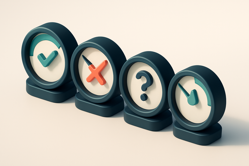 a row of four gauges, each showing a different verification result: valid, invalid, catch-all, risky