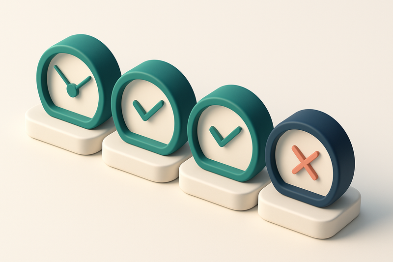 a row of four gauges showing real-time validation status
