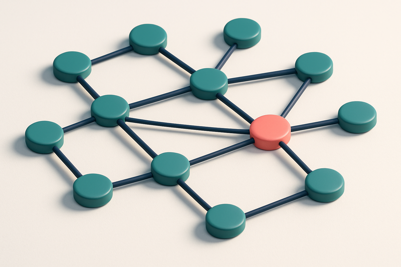 a network of small circular nodes connected by lines