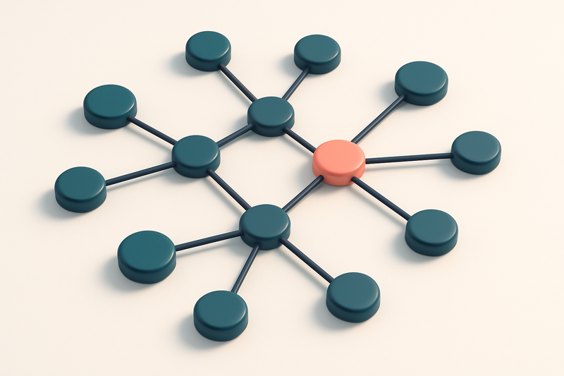 a network of small circular nodes connected by lines