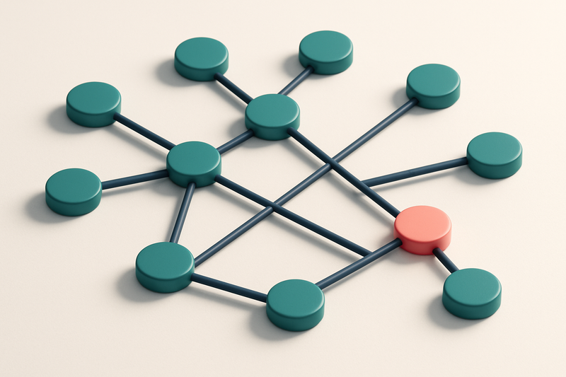 a network of small circular nodes connected by lines