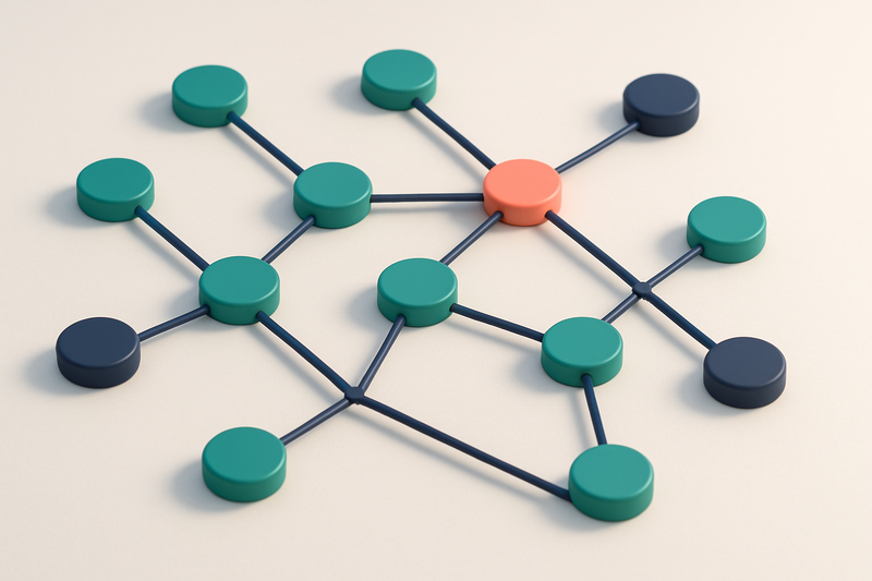 a network of small circular nodes connected by lines