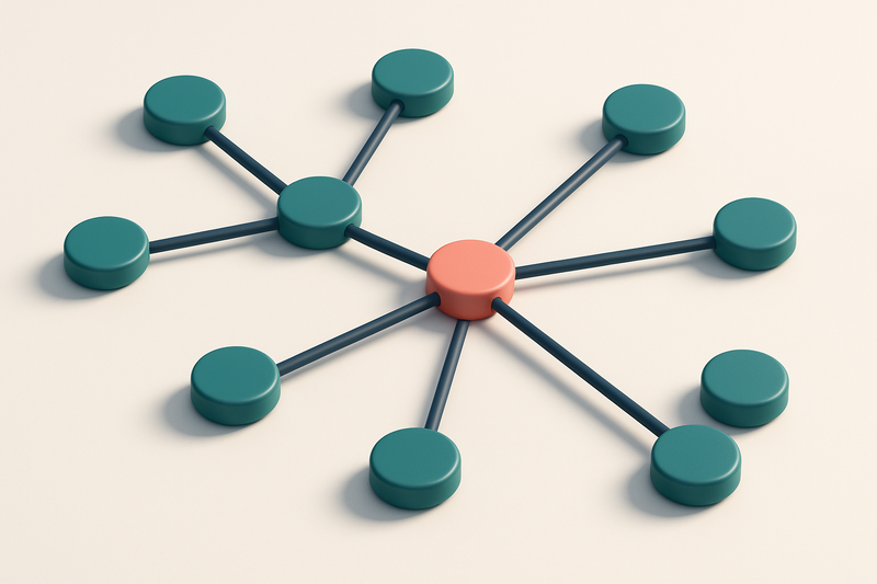 a network of small circular nodes connected by lines