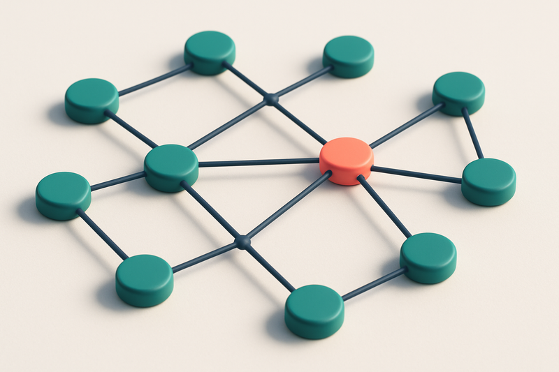 a network of small circular nodes connected by lines