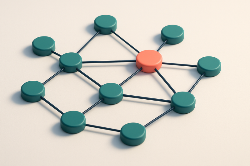 a network of small circular nodes connected by lines