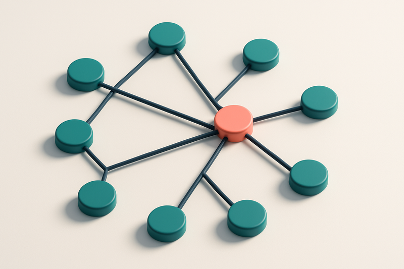 a network of small circular nodes connected by lines