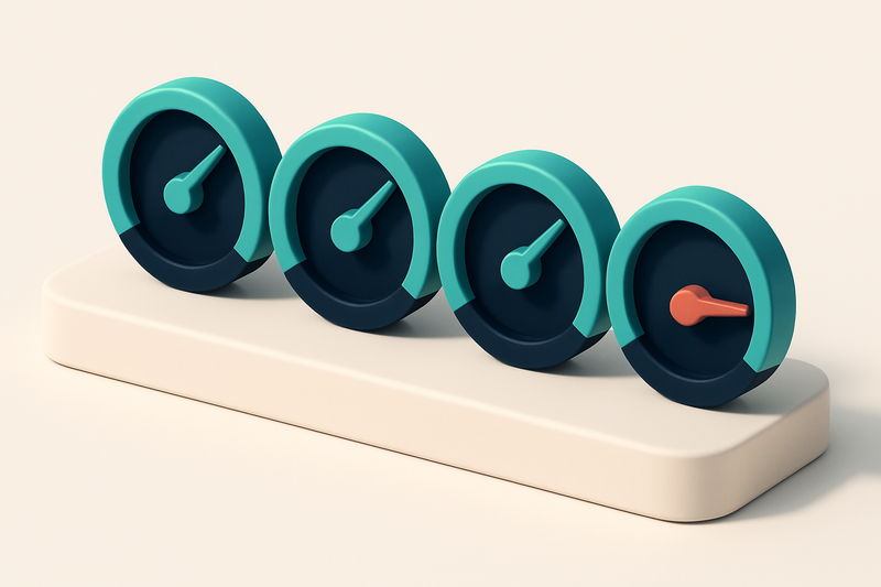 Hero: a row of four gauges showing delivery progress and bounce rate reduction