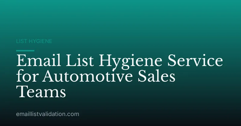 Email List Hygiene Service for Automotive Sales Teams