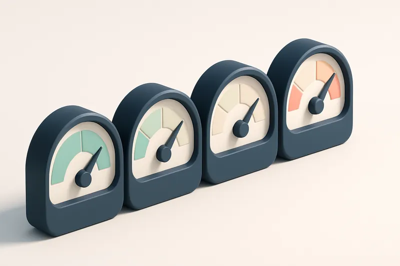 a row of four gauge dials showing 'valid', 'invalid', 'catch-all', 'risky' status levels