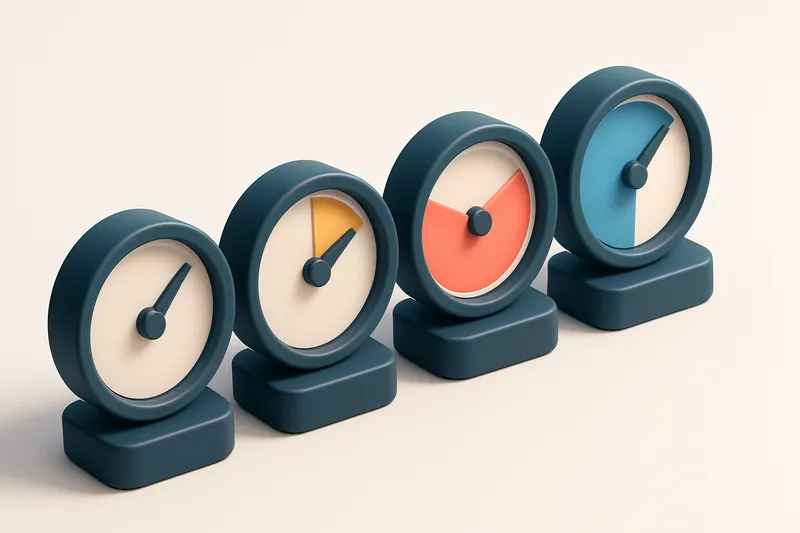 a row of four gauges showing validation statuses: green (valid), yellow (risky), red (invalid), and blue (catch-all)