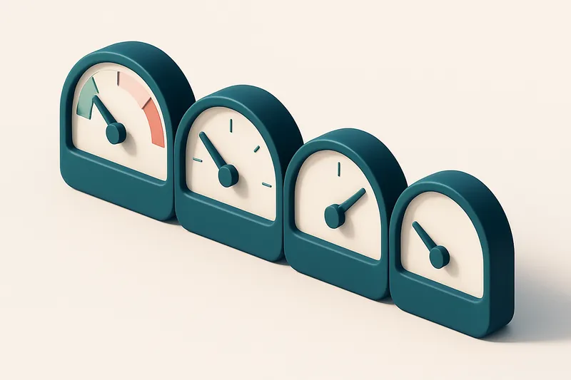 a row of four gauges showing high, medium, low, and zero bounce rates