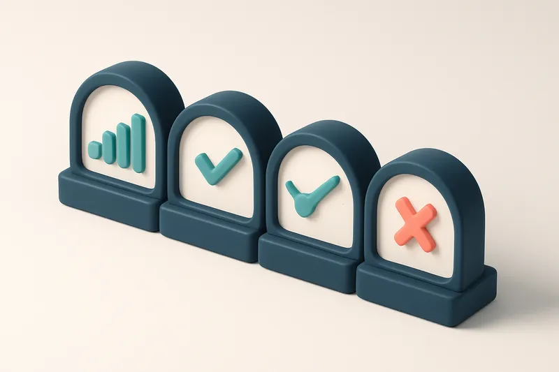 a row of four gauges showing signal strength, success rate, and error indicators