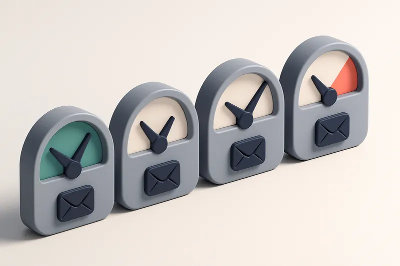 A row of four gauges showing clean, verified, risky, and invalid email statuses