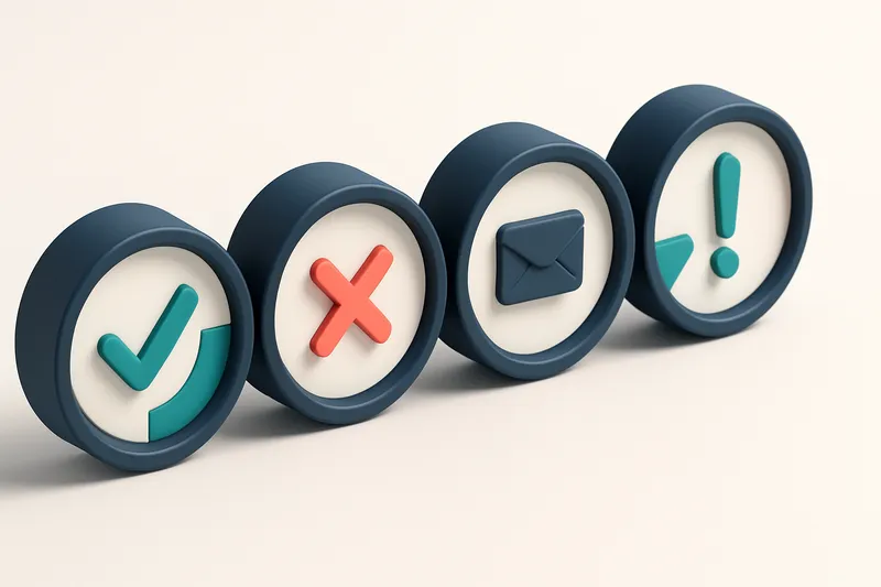 a row of four gauges, each showing a different verification status (valid, invalid, catch-all, risky)