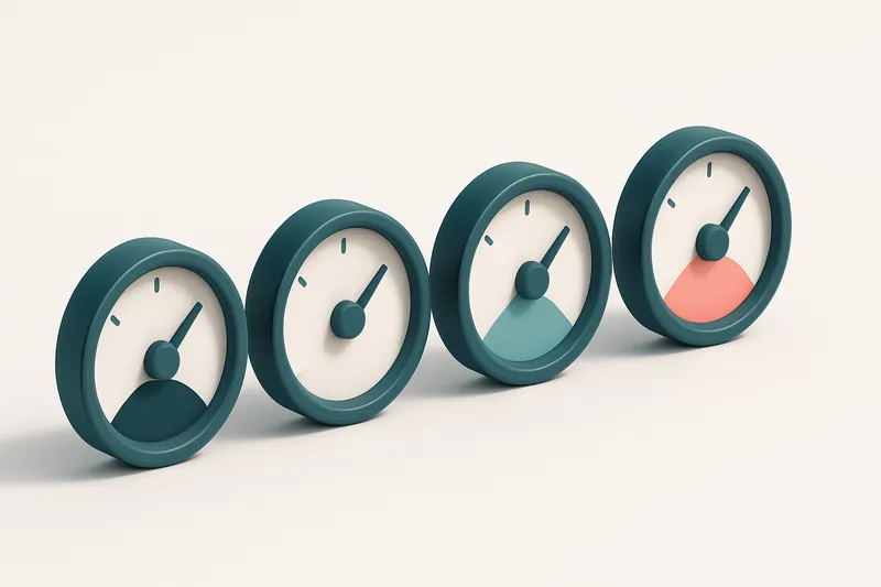 a row of four gauges showing address validity levels